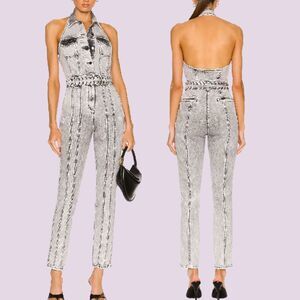 RETROFETE Ben Denim Jumpsuit Halter Size 26 Small NWOT ($565)